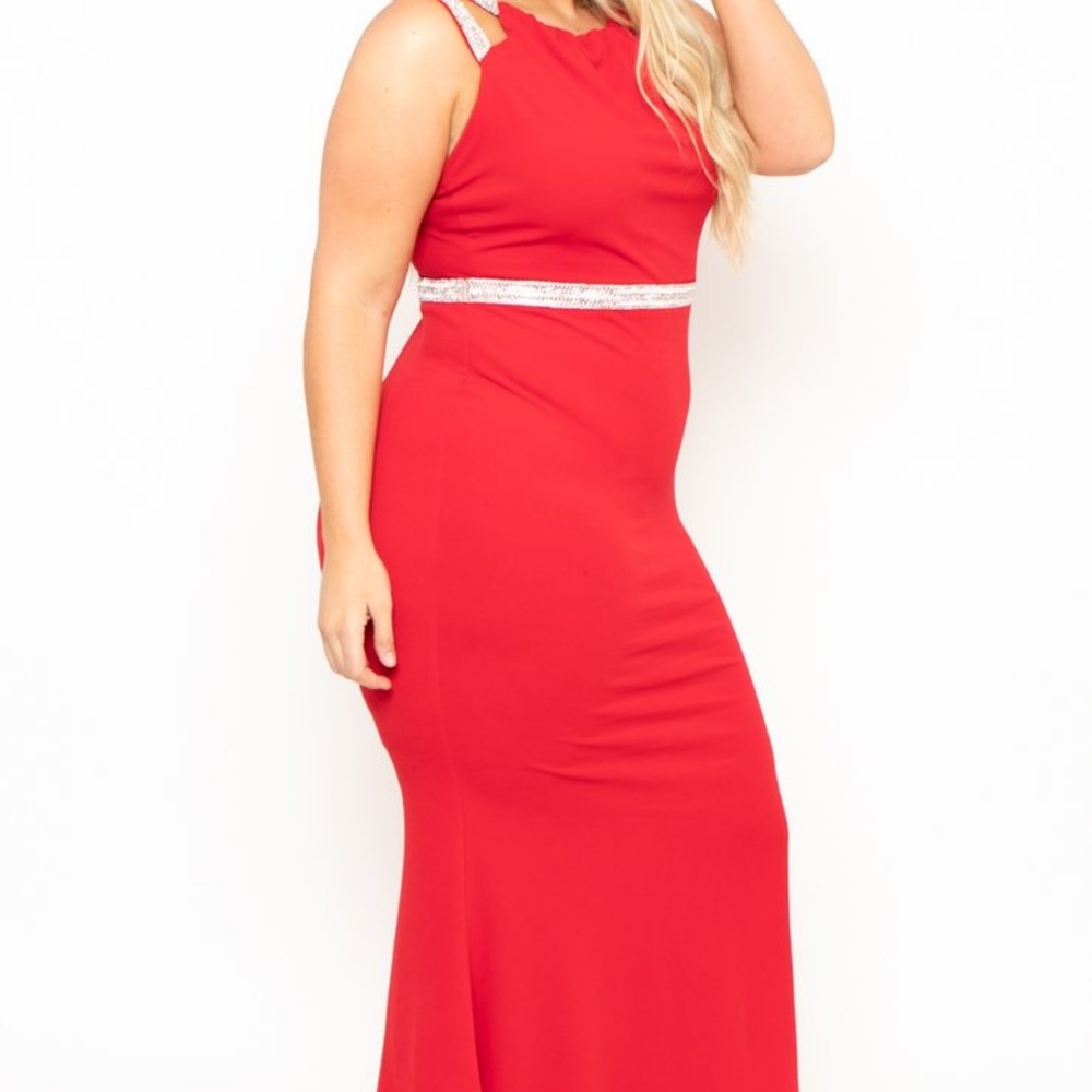 PLUS SIZE AUDREY RHINESTONE GOWN - Picture 2 of 5